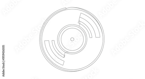 Minimalist outline of a record with concentric grooves