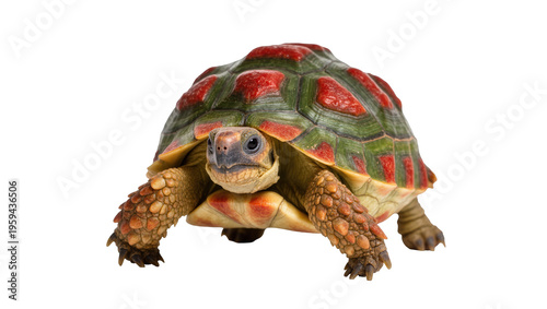 Bild auf Leinwand Captivating red-footed tortoise with distinctive red and green shell in studio p