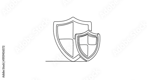 Two abstract shields in a line drawing
