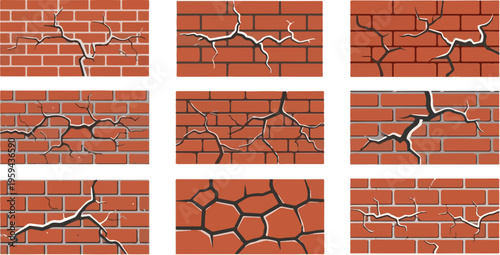 Collection of Cracked Brick Wall Texture Patterns for Design and Construction Projects