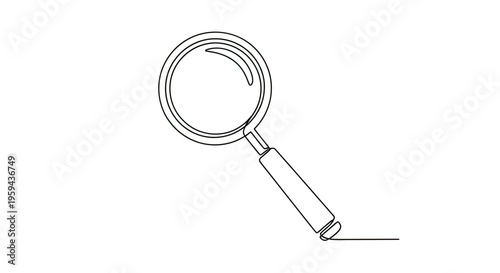 Magnifying glass drawn in a continuous line style