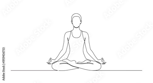 Minimalist line drawing of a person meditating in a lotus pose (1)