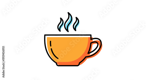 Graphic illustration of a steaming orange cup perfect for morning or relaxing