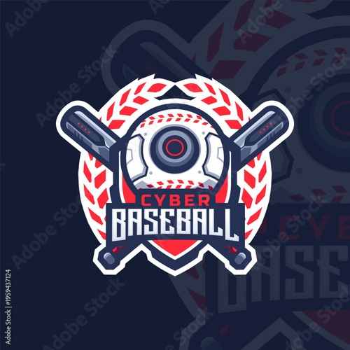 Futuristic Baseball logo design Premium Vector