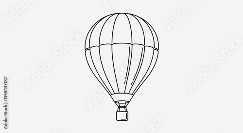 A simple line drawing of a hot air balloon with a basket attached