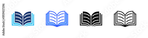 Book Multi Style Icon Set Vector 