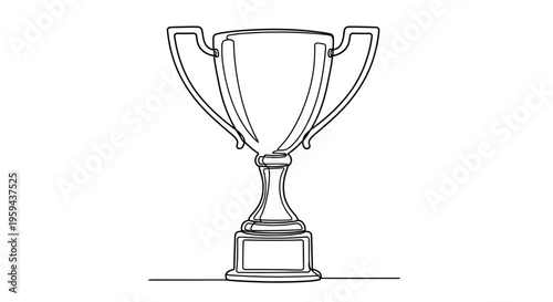 Single line drawing of a trophy cup with handles and a base