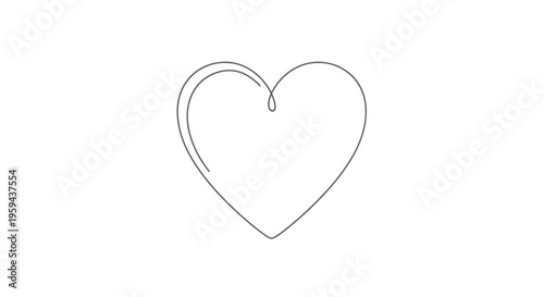 Single continuous grey line forms a heart shape with a slight curve