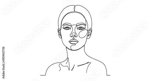 Minimalist single-line drawing of a woman's face and shoulders