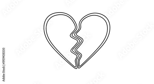 A broken heart outline with wavy lines dividing the two halves