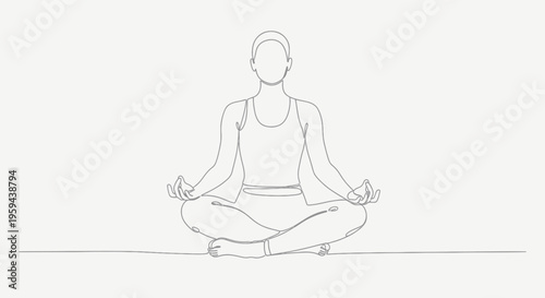 Minimalist line art of a figure meditating cross-legged