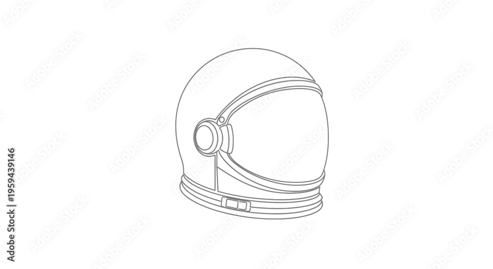 Fototapeta premium Futuristic astronaut helmet outline, sleek and modern design