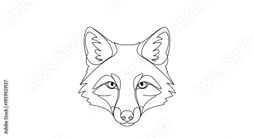 Minimalist outline of a fox face with sharp, angular lines and wide ears