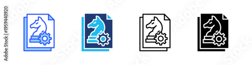 Strategies Multi Style Icon Set Vector 