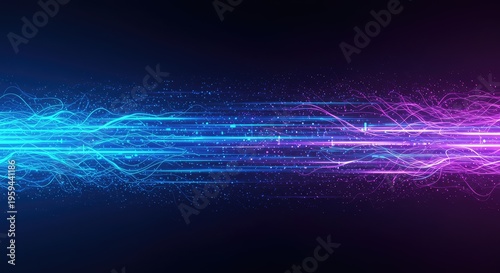 Dynamic abstract digital technology backdrop showing high-speed data flow and energy transmission lines in blue and purple tones, visualization, dynamic, motion