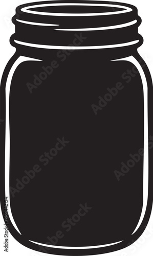 a simple black illustration of a mason jar on a white background, useful for design and decoration
