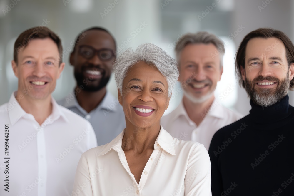 Fototapeta premium diverse group of business professionals smiling together in office teamwork collaboration and inclusion