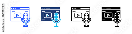 Podcasting Multi Style Icon Set Vector 