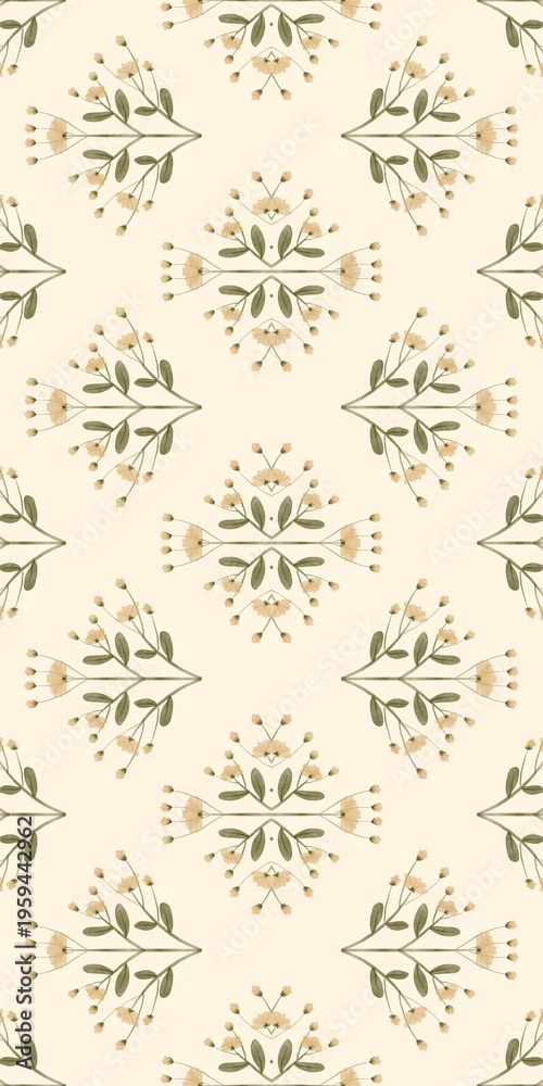 Fototapeta premium Seamless watercolour and unique floral pattern background for covers, notes, Soft backgrounds colour. Watercolour art work. Flower stalk. Colourful flower. 