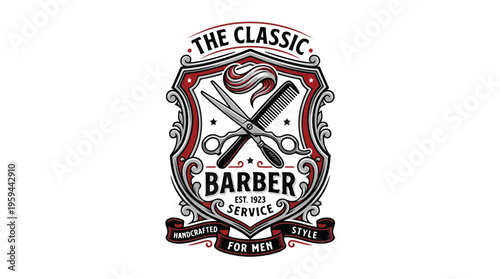 Barber Shop Service Logo Design.