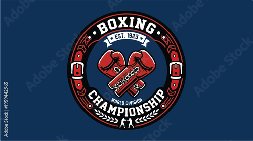 Boxing Championship Red Gloves Logo.
