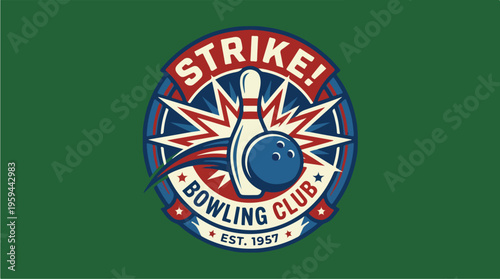 Bowling Club Strike Logo Sign.