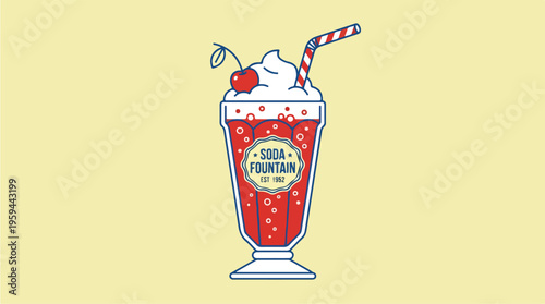 Colorful Soda Fountain Drink Illustration.