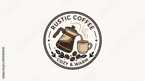 Rustic coffee logo design element.