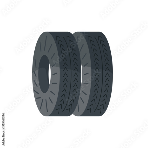 Tires wheels cars icon vector, clip art tires, two black car tires stacked illustration, ideal for automotive service repair garage concept, isolated on white background