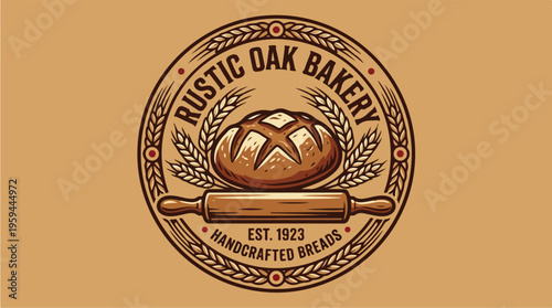Rustic Oak Bakery Logo Design.