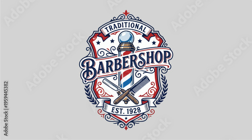 Vintage Barbershop Logo Design.