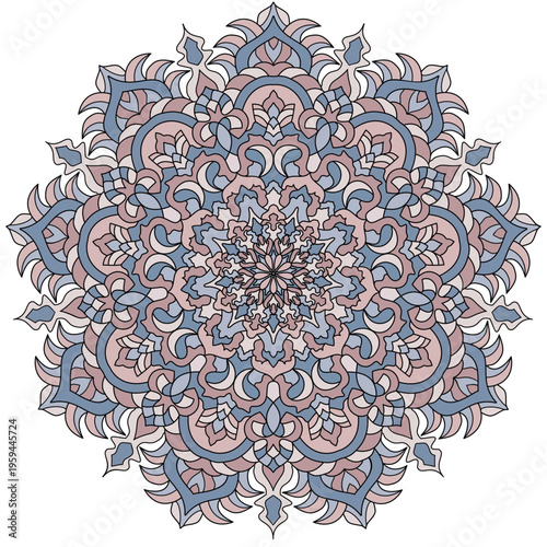 A challenging and detailed mandala illustration designed for adult coloring books and therapeutic art projects. Features clean, professional vector paths suitable for digital coloring or high-quality 