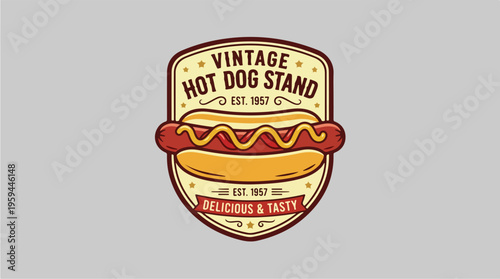Vintage Hot Dog Stand Logo.