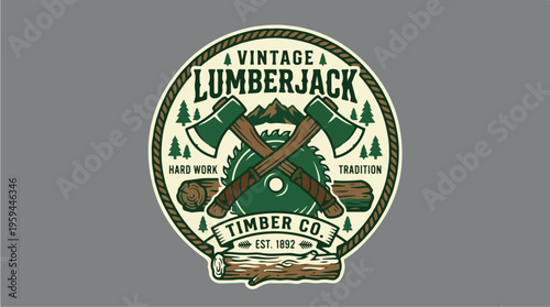 Vintage Lumberjack Timber Company Logo.