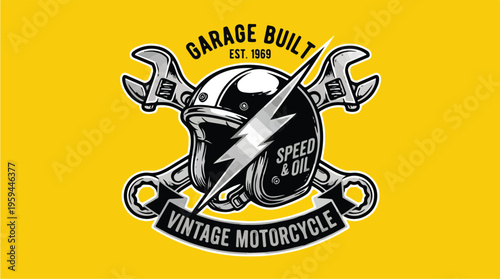 Vintage Motorcycle Club Emblem.
