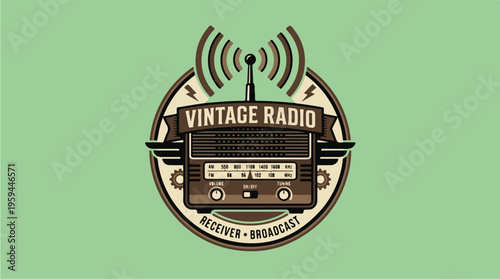 Vintage Radio Logo Illustration.