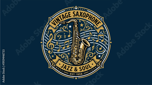 Vintage Saxophone Jazz Instrument.