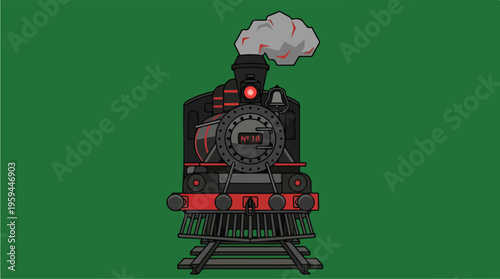 Vintage Steam Locomotive Train Engine.