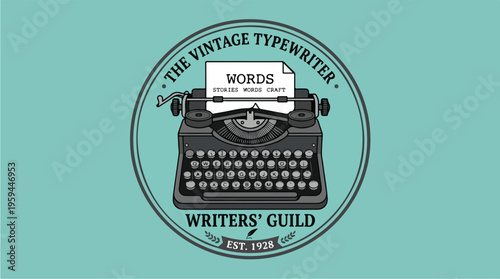 Vintage Typewriter Writers Guild Logo.