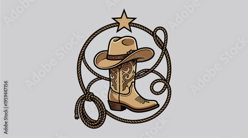 Western Cowboy Boot And Hat.