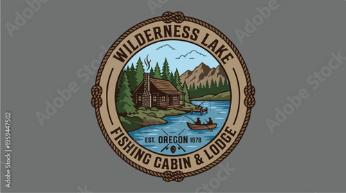Wilderness lake fishing cabin lodge.