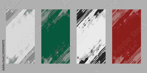 Four rectangular panels with dynamic brushstroke and color variations