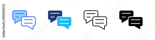 Chat Multi Style Icon Set Vector 