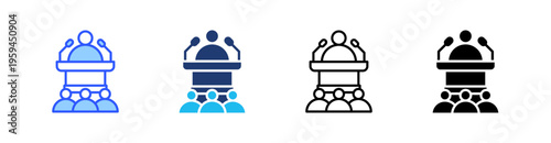 Public Speaking Multi Style Icon Set Vector 