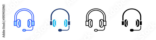 Earphone Multi Style Icon Set Vector 