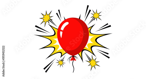 Red Balloon Pop Explosion Comic Style