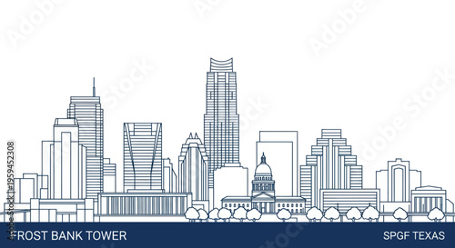 Austin Skyline, Texas, USA: Frost Bank Tower and State Capitol