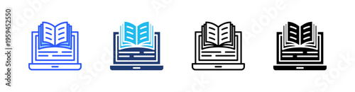 Digital Book Multi Style Icon Set Vector 