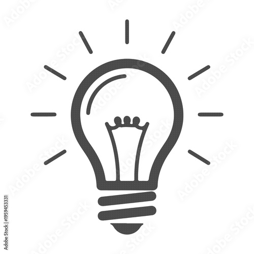 Glowing Light Bulb Icon – Bright Idea Innovation Energy Concept Minimal Vector Illustration