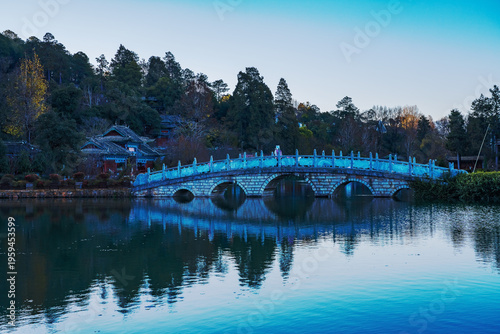 The ancient architecture and natural beauty of Heilongtan Park in Lijiang City, Yunnan Province, China on January 12, 2026